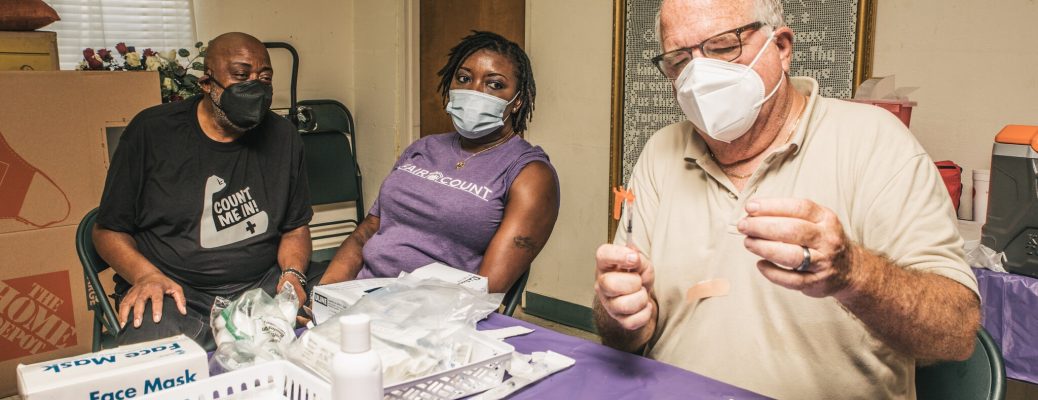 A vaccine being prepared at the Grant Chapel AME Church in Moultrie, Ga, organized through the Count Me In initiative, on Saturday. Credit Matthew Odom for The New York Times